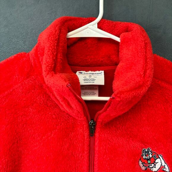 Champion Fresno State Bulldogs Jacket Fuzzy Cozy Mens Medium Embroidered Logo - Picture 14 of 15